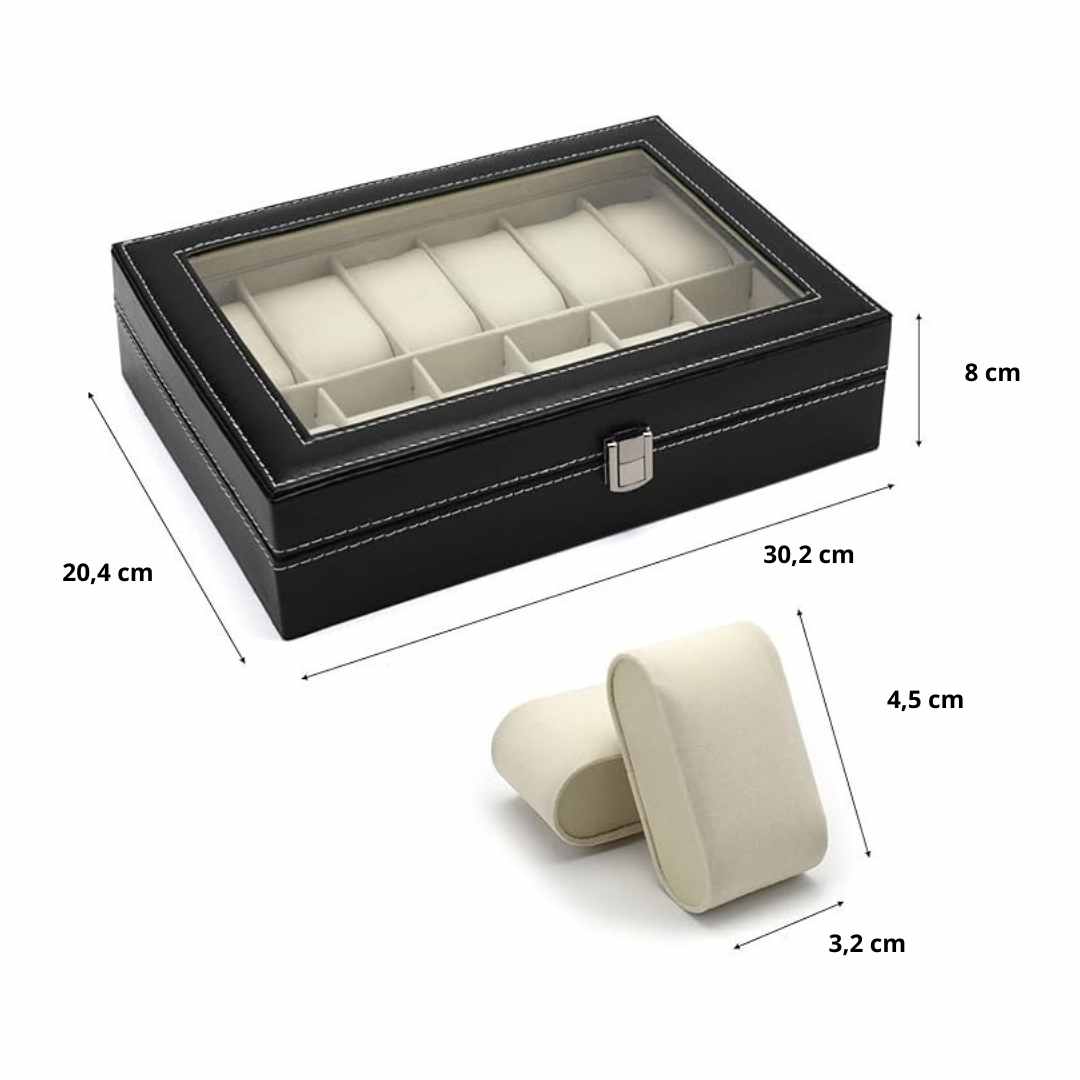 caja organizadora de reloj de 12 ranuras