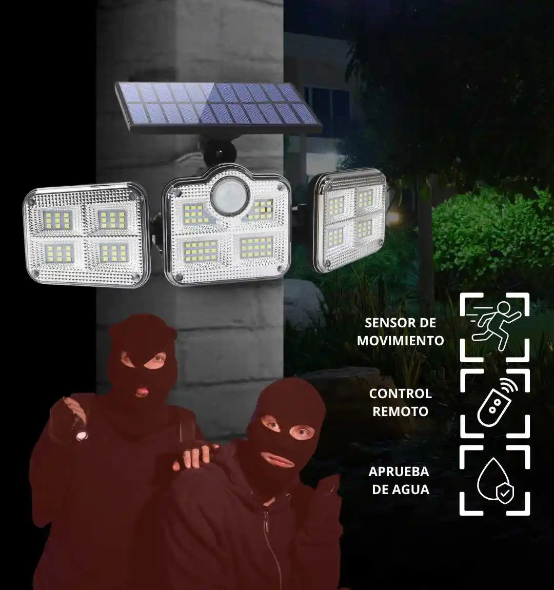 Solar security , reflector Solar 3 Cabezales