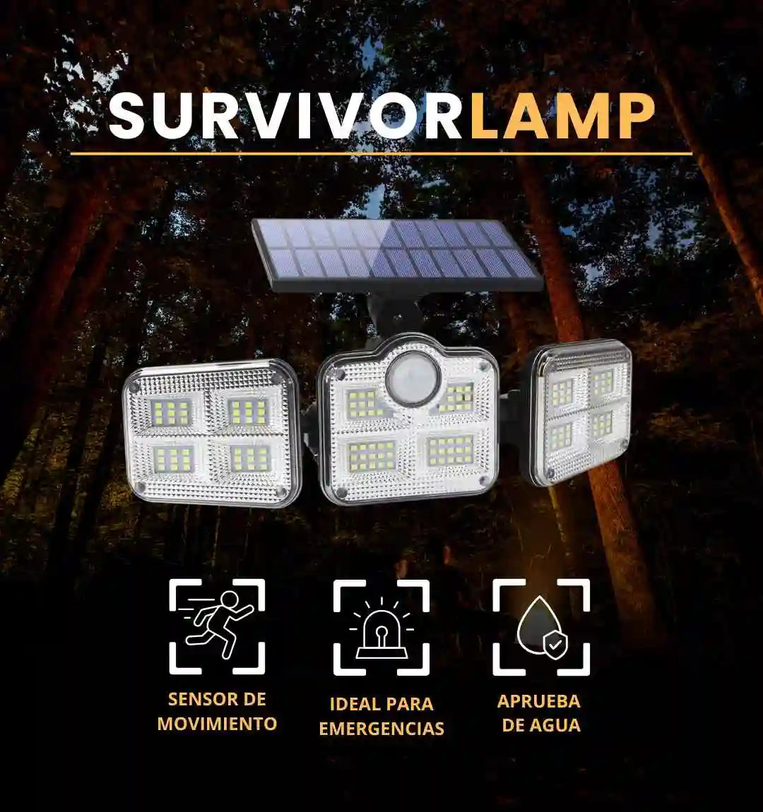 SURVIVORLAMP , reflector Solar 3 Cabezales