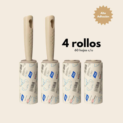 Rodillo ultraadhesivo (pack 4 rollos, 60 hojas c/u)