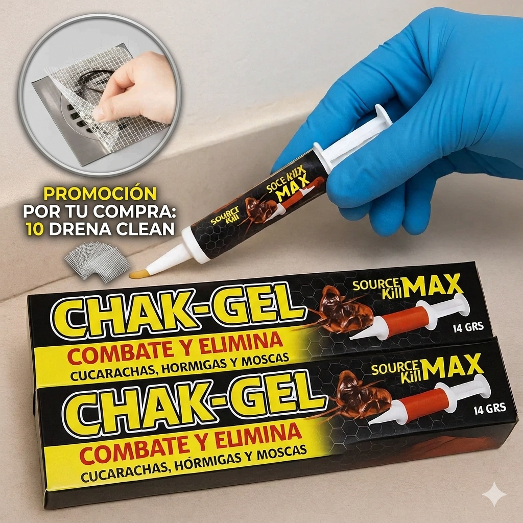 Acaba con las cucarachas , jeringa + 10 protectores de drenaje gratis