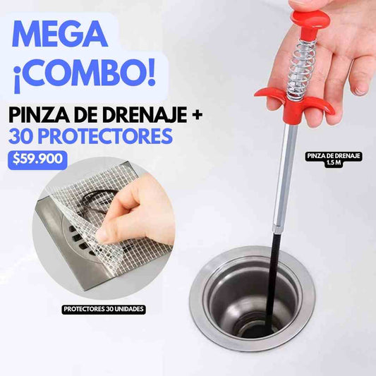 COMBO PINZA DE DRENAJE 1.5 METROS + 30 PROTECTORES / Toolblu®