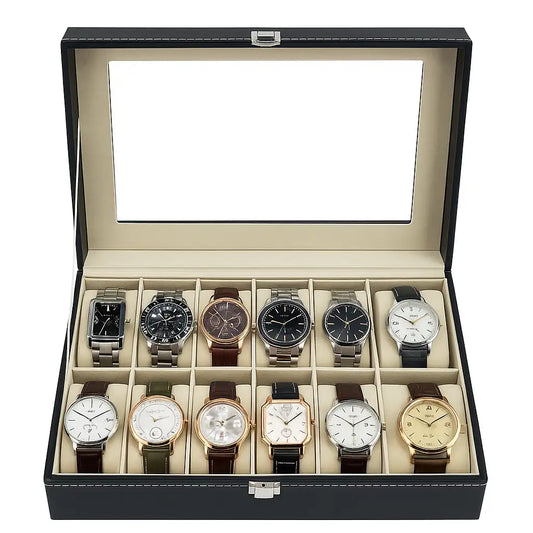 caja organizadora de reloj de 12 ranuras